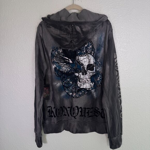 Konquest Closet Jacket Mens Large Skull Dragon Studded Y2K Grunge Streetwear NEW - Picture 1 of 16
